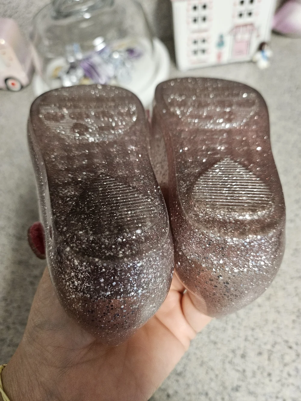 Mini Melissa Glitter Pink Mary Jane Shoes with Bow